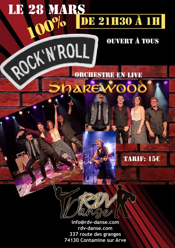 Soirée 100% Rock'n'Roll avec orchestre live Sharewood - 28 mars 2026
